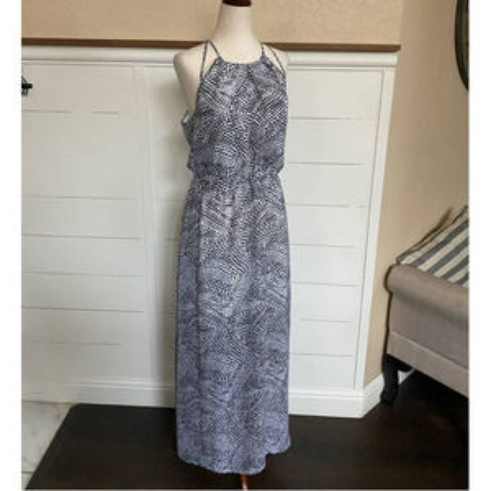 H&M black and white dot chiffon maxi sundress